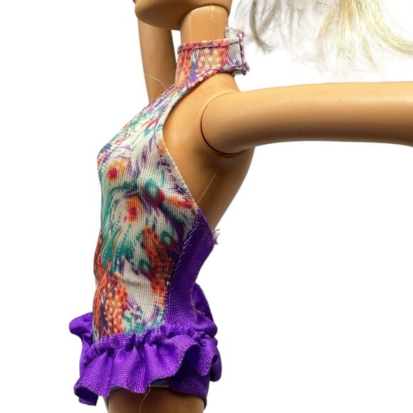 Barbie Doll Purple Print Bathing Suit / Ice Skating Costume Clothes - Picture 4 of 6